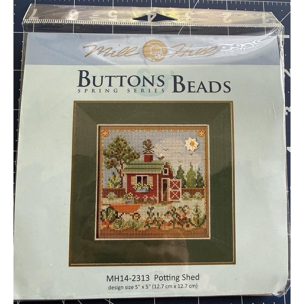 Mill Hill Buttons & Beads Spring Series Kit Potting Shed w Ceramic Sun Button